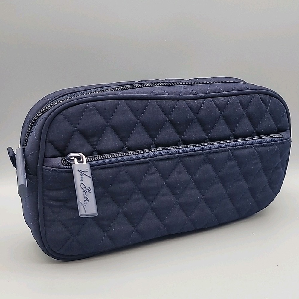 Vera‎ Bradley Quilted Cosmetic Travel Bag Navy Blue Toiletry Make-Up - Picture 13 of 13